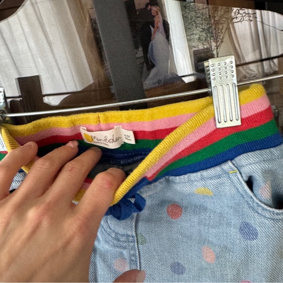 Mini Boden rainbow denim skirt rib polka dots colorful toddler girl drawstring - Picture 4 of 6